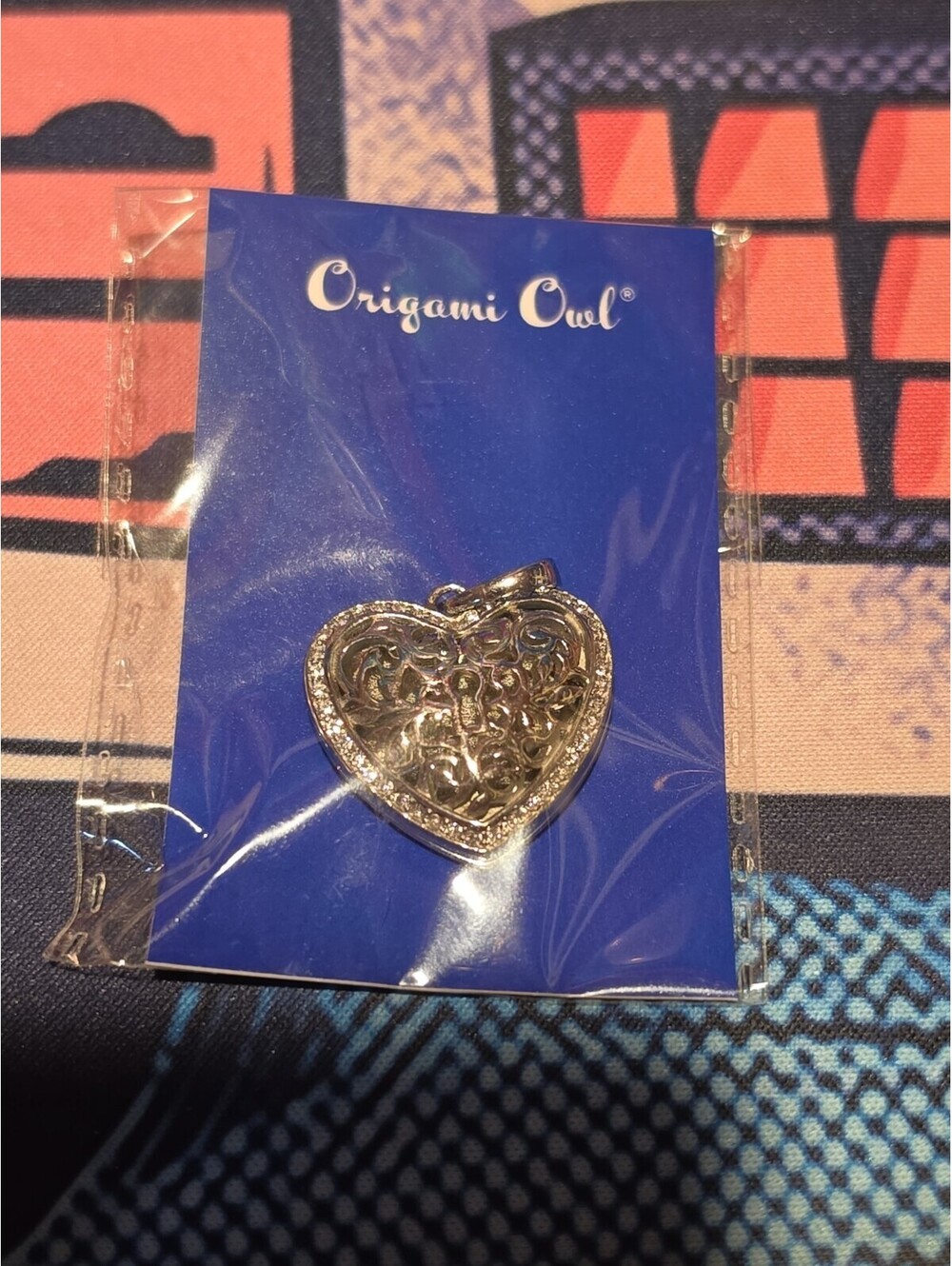 NIP Origami Owl Sentiments Silver Filagree Heart Locket - Locket Only